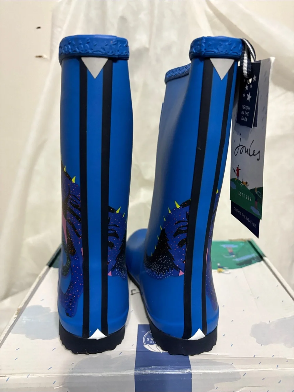 Joules Kids Bright Blue Rain Boots size US 3 NWT